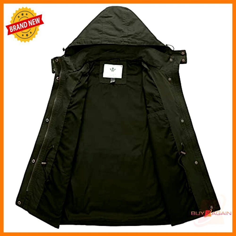 Lightweight Cotton Anorak Jacket Military Style Hooded Casual Chic Oversized Fit - Picture 5 of 7